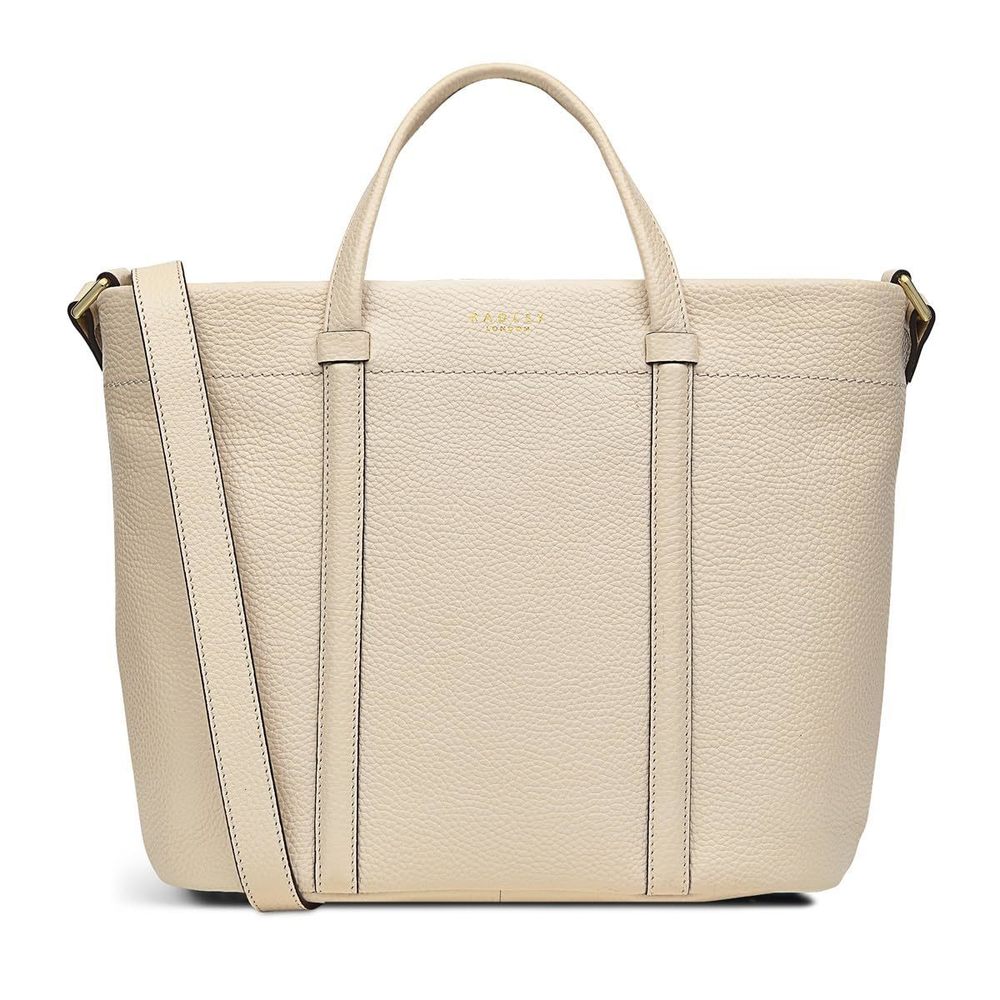London Rivington Medium Leather Ziptop Satchel Bag, Oat Milk o_o